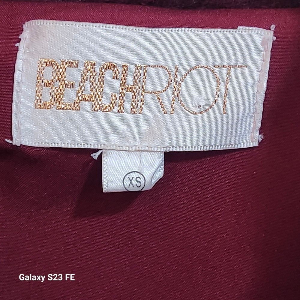 Beach Riot Burgundy Sherpa Moto Jacket Fleece Teddy Zip Up Womens XS Lined - Picture 3 of 12